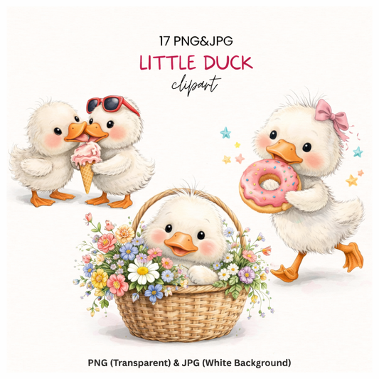 Little Duck Clipart Bundle – 17 PNG & JPG Cute Duck Illustrations | Favello